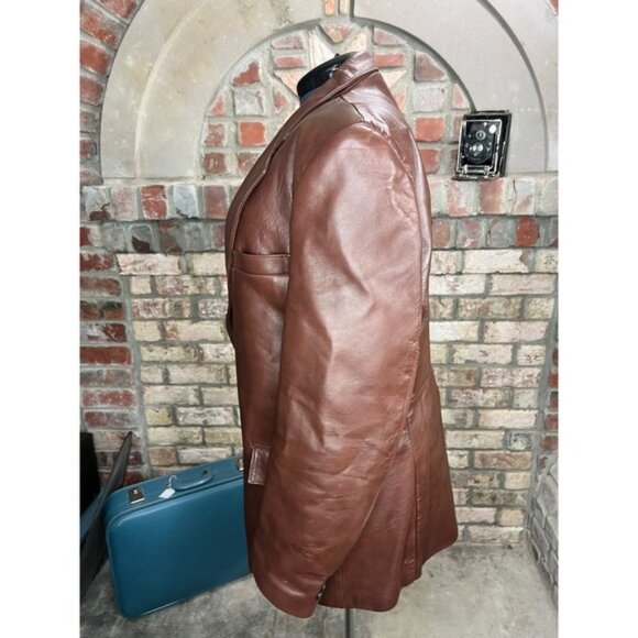 leather blazer Vintage brown - Picture 5 of 14